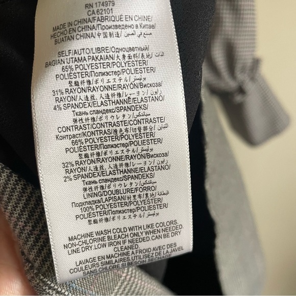 BCBGMaxazria Plaid Shift Dress Long Sleeve Mini Prep Tartan Grey White Large - Picture 11 of 13